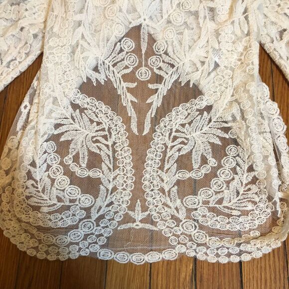 Boho Festival Lace Top Long Sleeve Large - Picture 4 of 8
